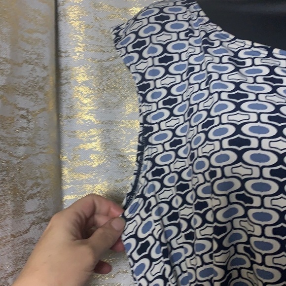 Max Studio Blue/White Geometric Print Sleeveless Midi Length Dress Size L - Picture 5 of 11